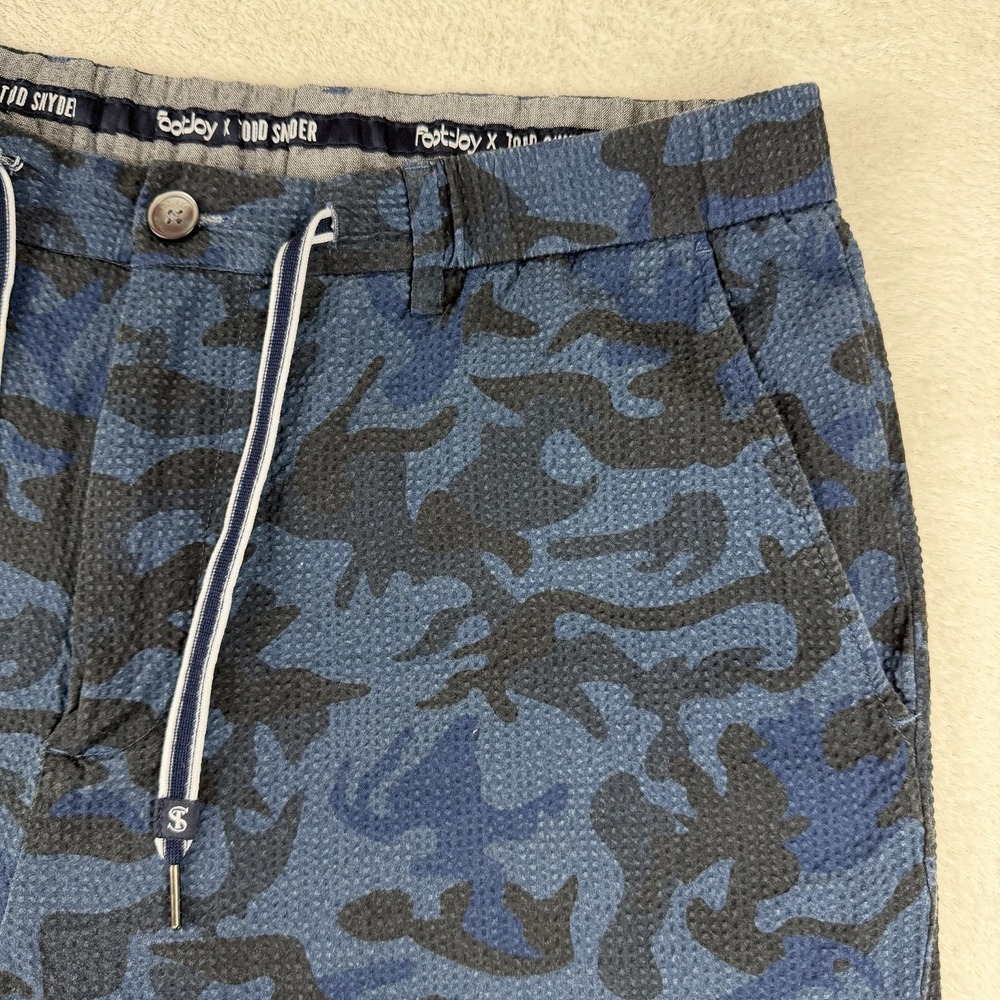 FootJoy x Todd Snyder Seersucker Golf Shorts Men's XL Stretch Designer Blue Camo - Picture 4 of 16